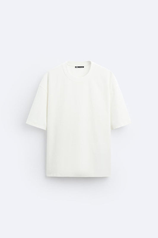 HEAVY WEIGHT T-SHIRT WITH SEAM DETAIL - WHITE